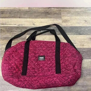 Victoria's Secret Pink Quilted Duffle Bag Tote Magenta and Black
